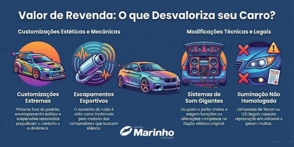 acessórios automotivos que desvalorizam um carro